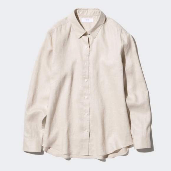 Uniqlo premium linen shirt long sleeve XS & Small in natural - Picture 2 of 11